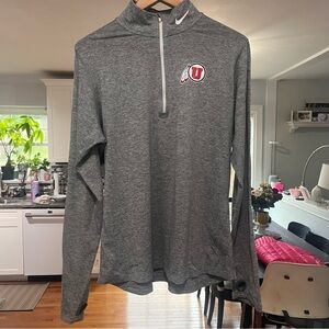 Nike - Heather Gray Quarter-Zip Top w/Red Utah Utes Logo Xl